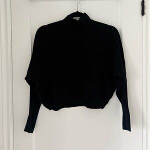 Philosophy Ribbed Mock Neck Black Sweater